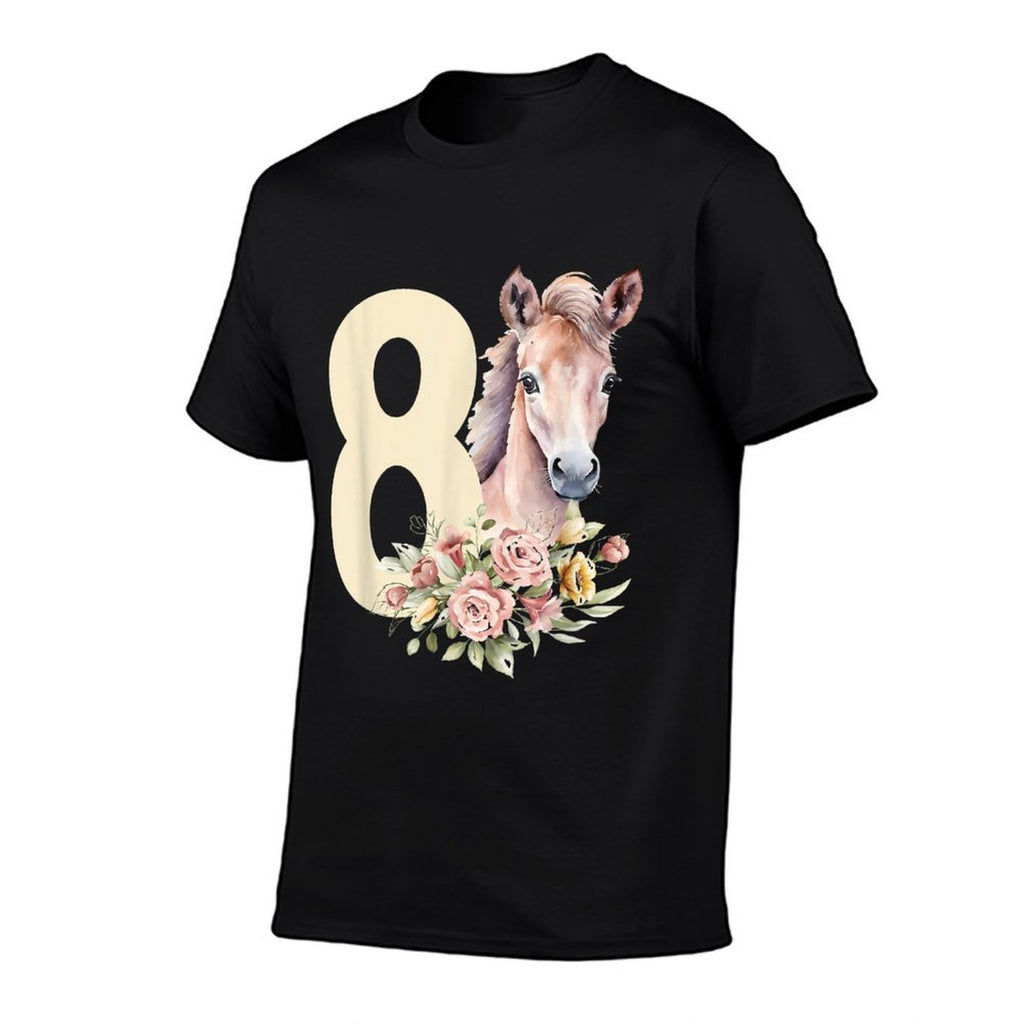 8th Horse Birthday Eight Year Old Girl Horse Lover Birthday  Slim-fit Cut T-Shirt