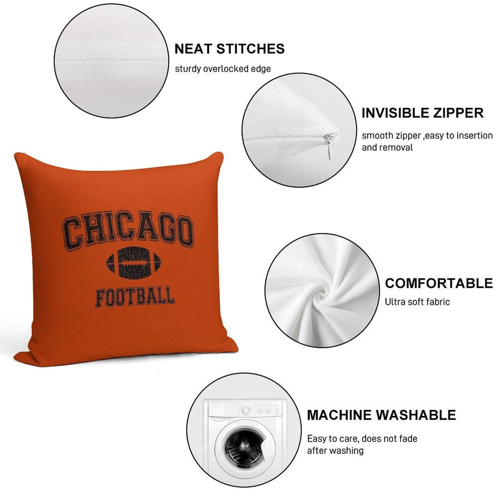 American Football Sport Design  Chicago Football - Distressed Soft Easy Maintenance Throw Pillow