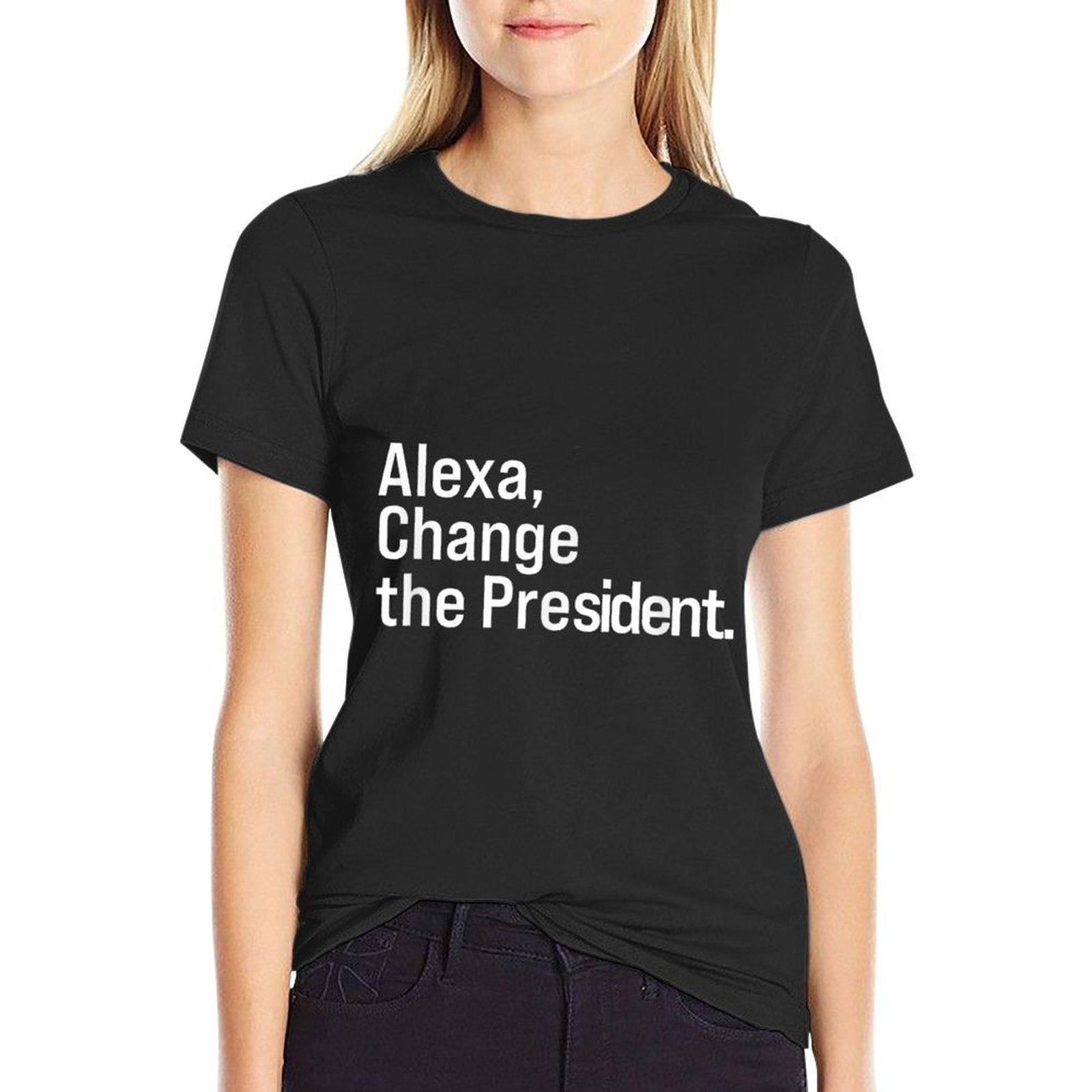 Alexa, Change The President Anti Trump Funny  Polyester Blend T-Shirt