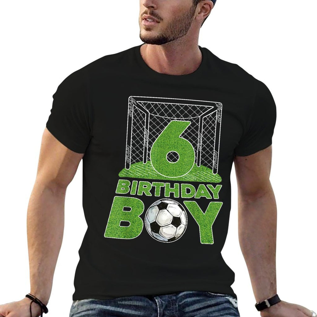 6th Birthday Boys 6 Years Old Soccer Football Goal Ball  Heathered Texture T-Shirt