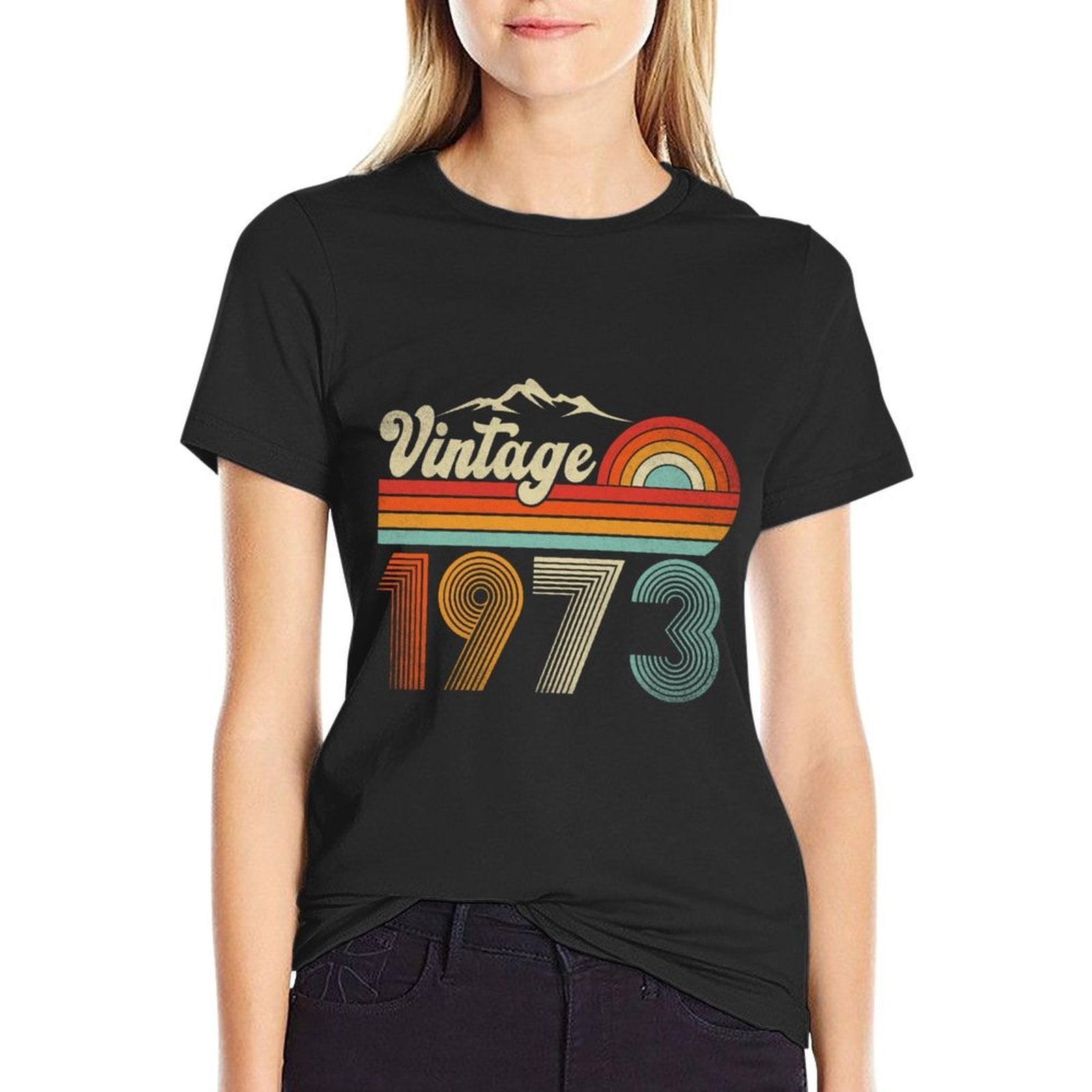 50 Year Old Retro Gift Men Women Vintage 1973 50th Birthday  Slim-fit Cut T-Shirt