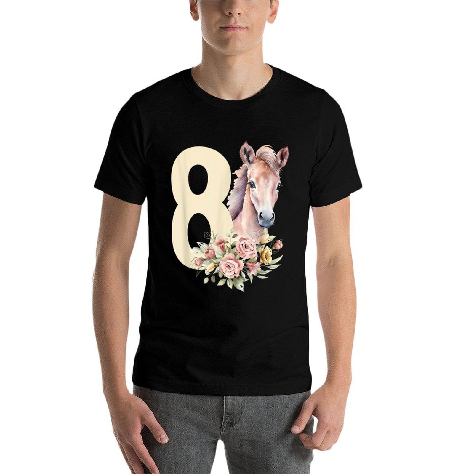 8th Horse Birthday Eight Year Old Girl Horse Lover Birthday  Slim-fit Cut T-Shirt