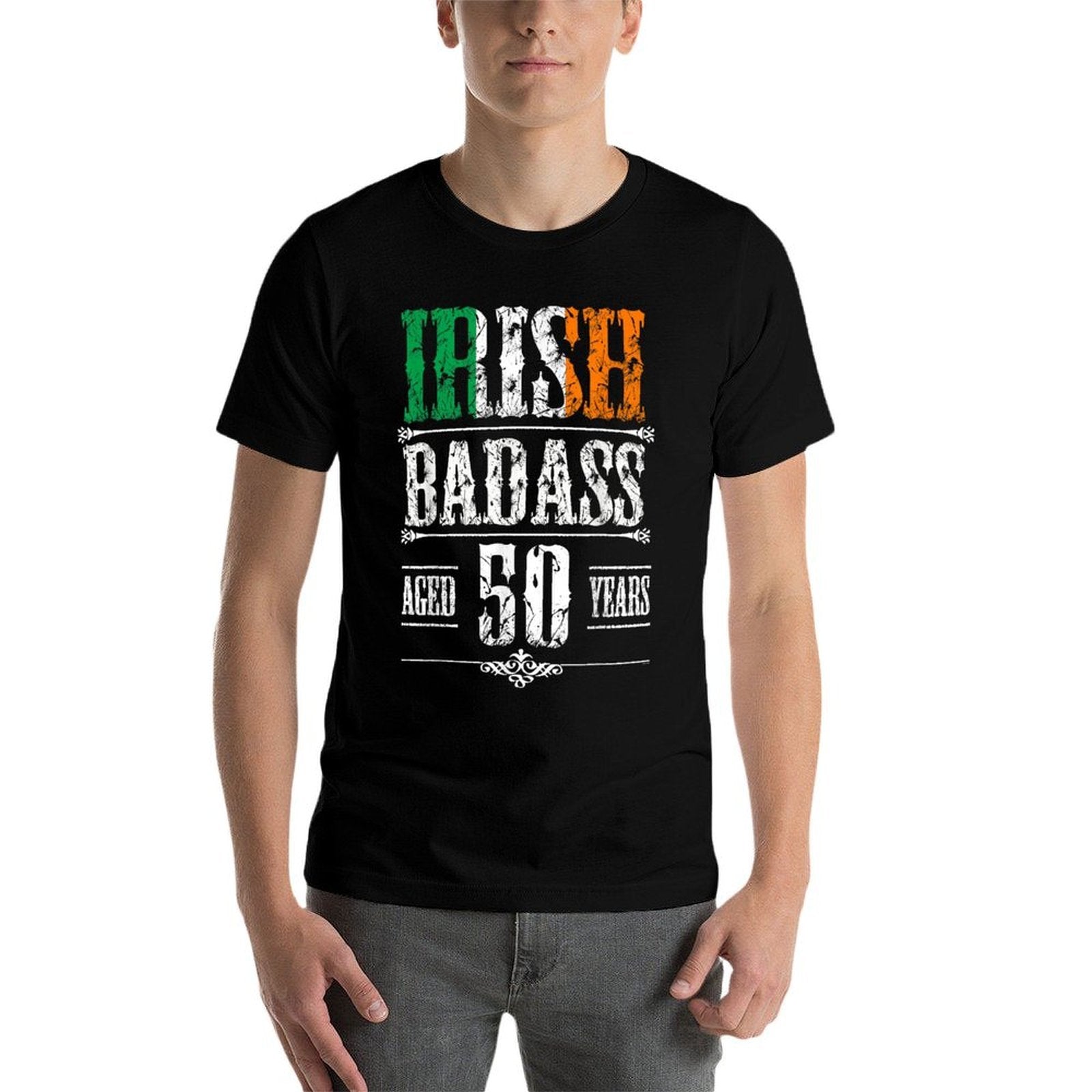 50th Irish Birthdays T Shirt Present for 50 Year Old  Heathered Texture T-Shirt