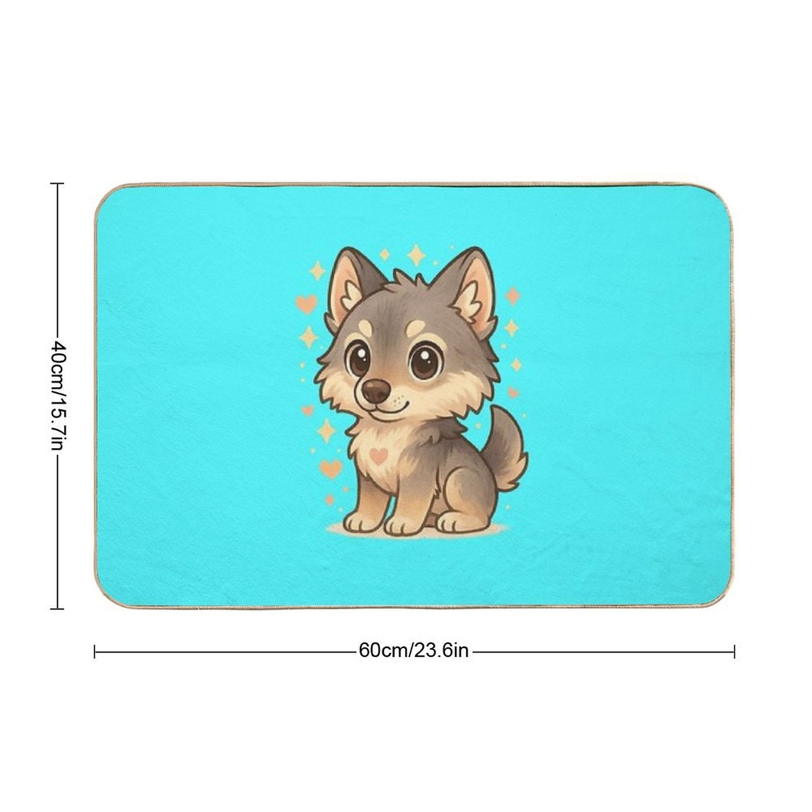 Kawaii Baby Wolf – Chibi Mascot  Easy Maintenance Bath Mat