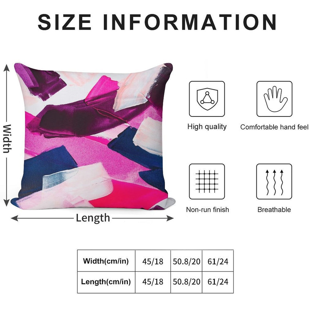 Abstract Art  -  Pink And Navy Soft Hidden Zipper Throw Pillow