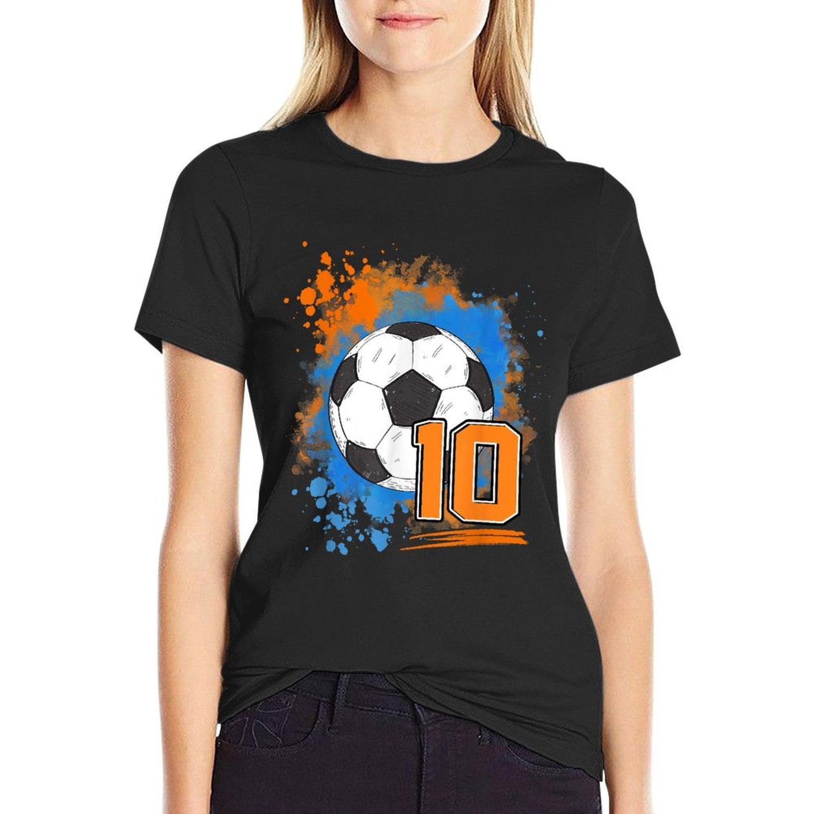 10th Birthday 10 Years Old Soccer Ball  Lightweight T-Shirt