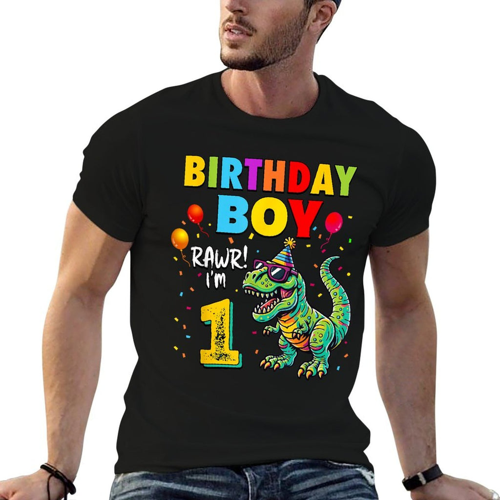 1 Year Old T-Rex Dinosaur Boy Kids 1st Birthday Party  Lightweight T-Shirt