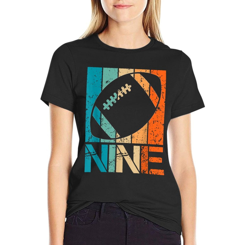 9th Football Birthday 9 Year Old 9yr Boys Birthday Football Comfortable T-Shirt