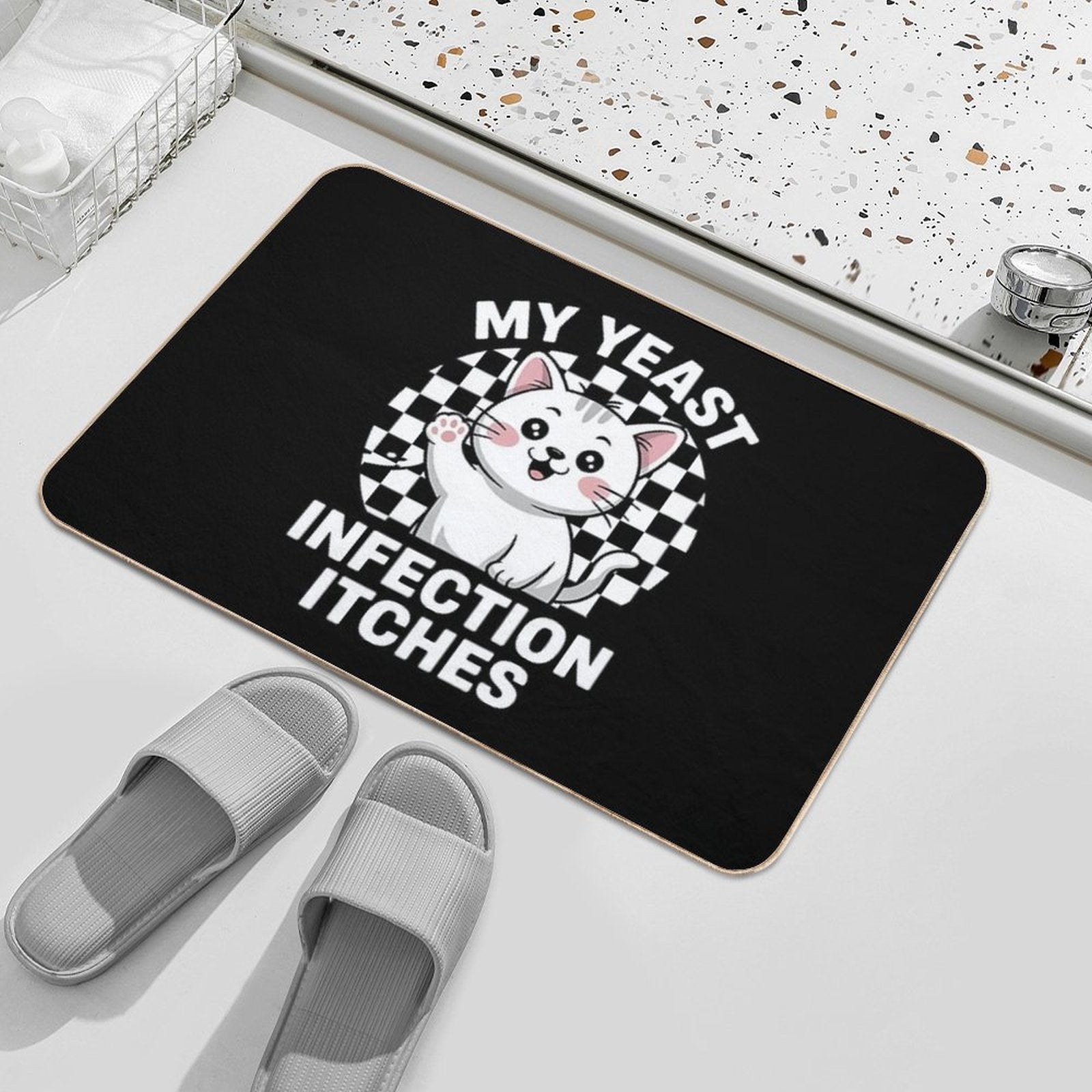 My Yeast Infection Itches Meme Adult Humor Weird Cat  Eco-Friendly Bath Mat