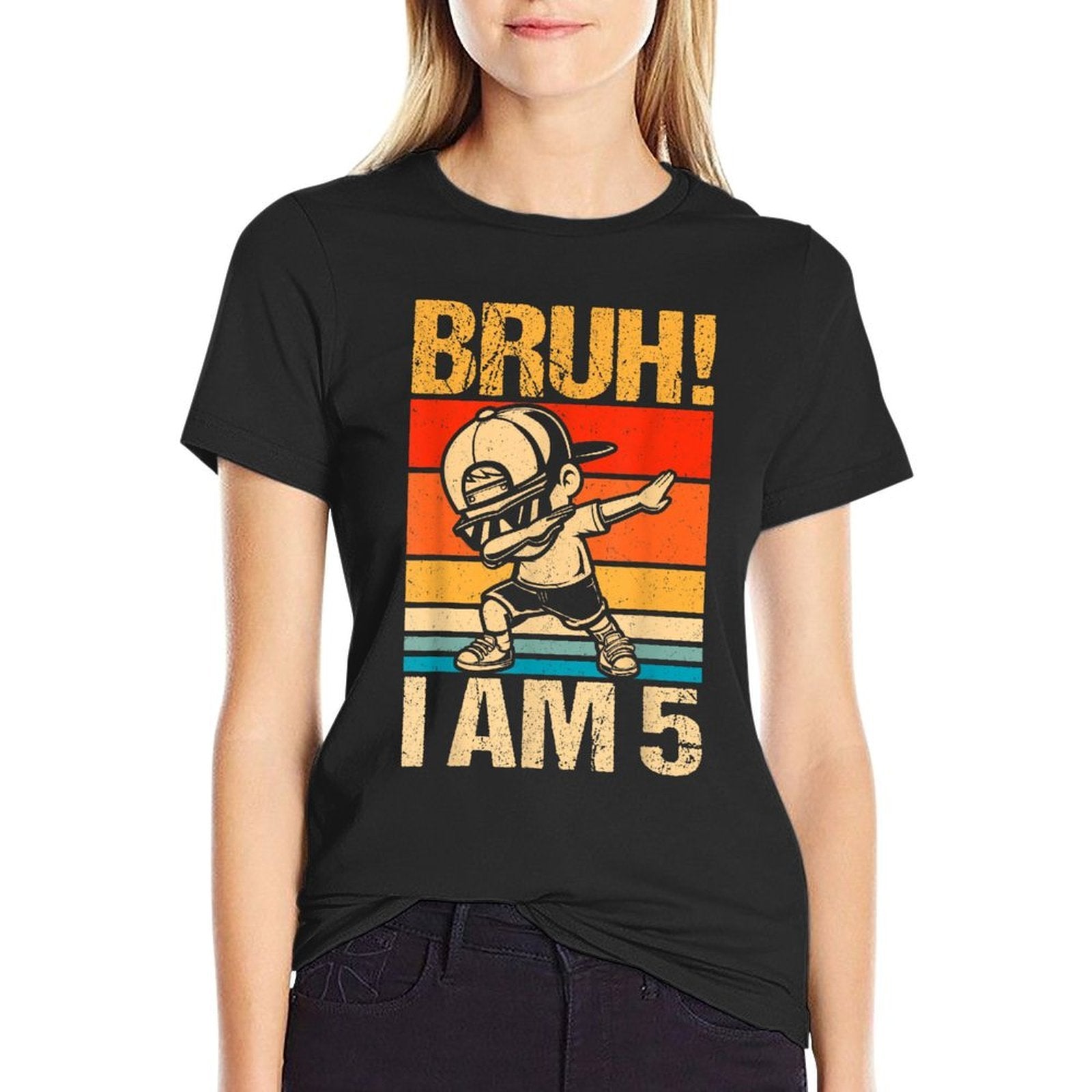 5 Year Old Birthday Dabbing Boy Bruh It's My 5th Birthday  Relaxed-fit T-Shirt