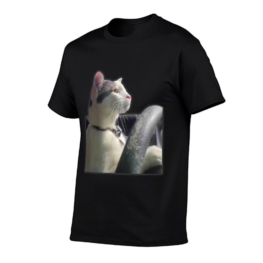 2000Clothes Cat Driving Meme - Black, Unisex-Adults, Short Sleeve, Small, Classic Fit, Cotton Blend, Modern Casual, Everyday, An Comfortable T-Shirt