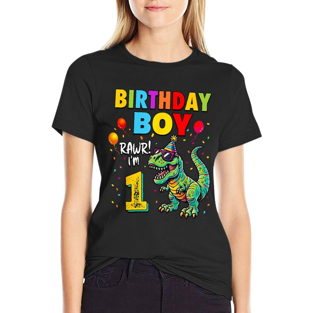 1 Year Old T-Rex Dinosaur Boy Kids 1st Birthday Party  Lightweight T-Shirt