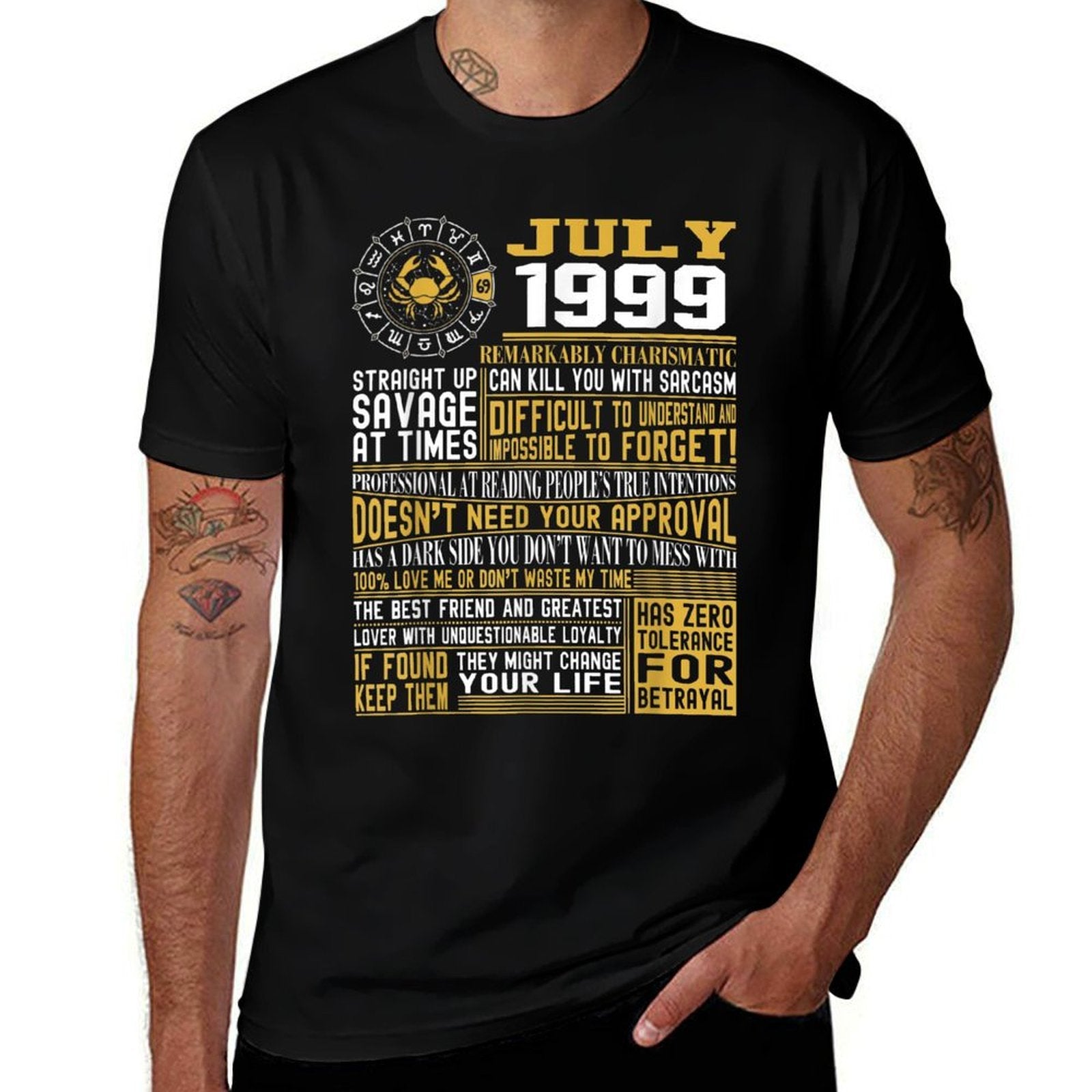 21st Birthday T-shirt, Born in July 1999 Facts  Ribbed Collar T-Shirt