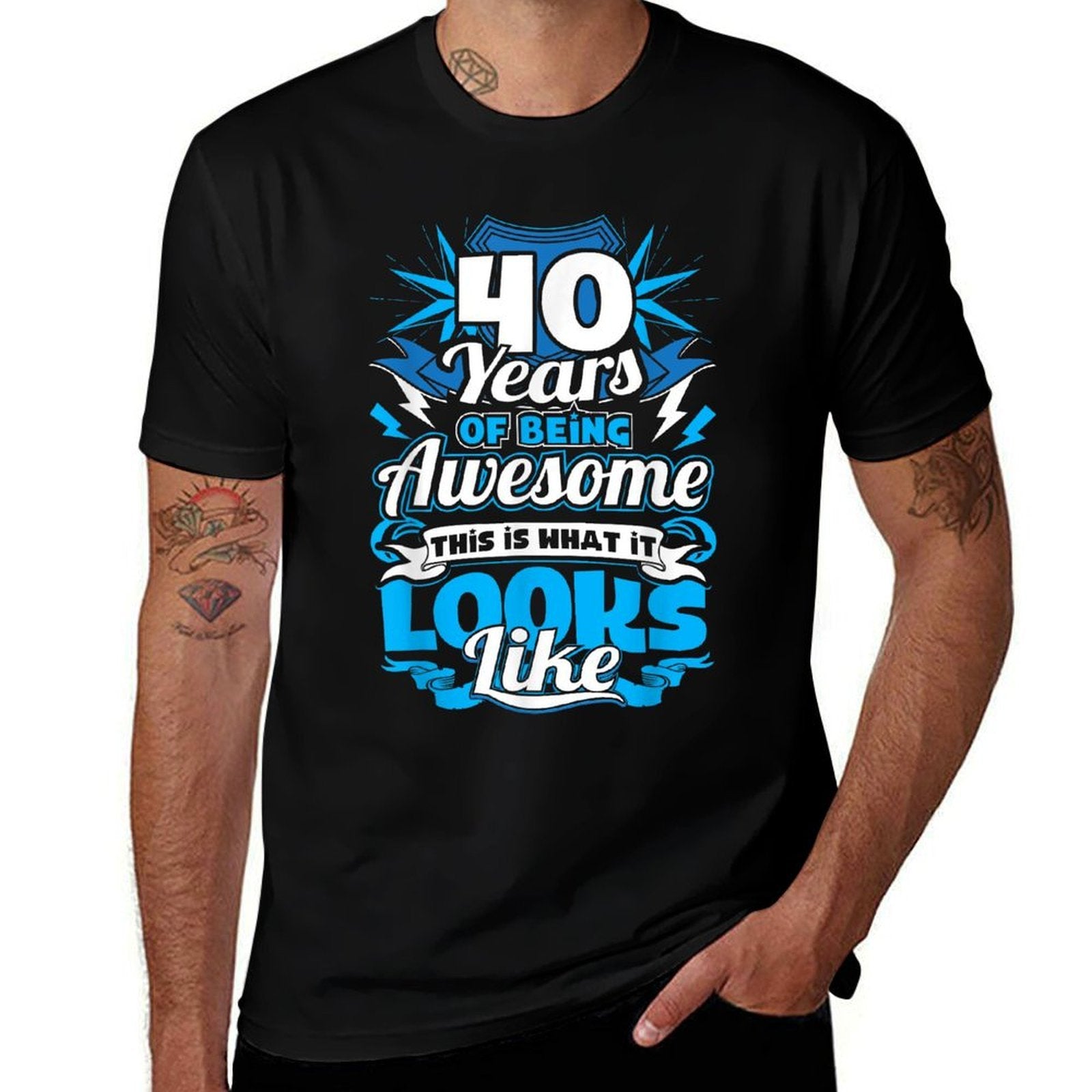 40th Birthdays - 40 Years Of Being Awesome  Fade-proof Color T-Shirt