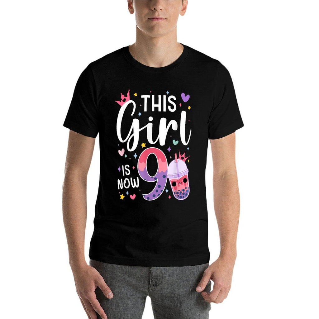 9th Boba Tea Birthday Party Nine Year Old Bubble Tea Girl  Quick-drying T-Shirt