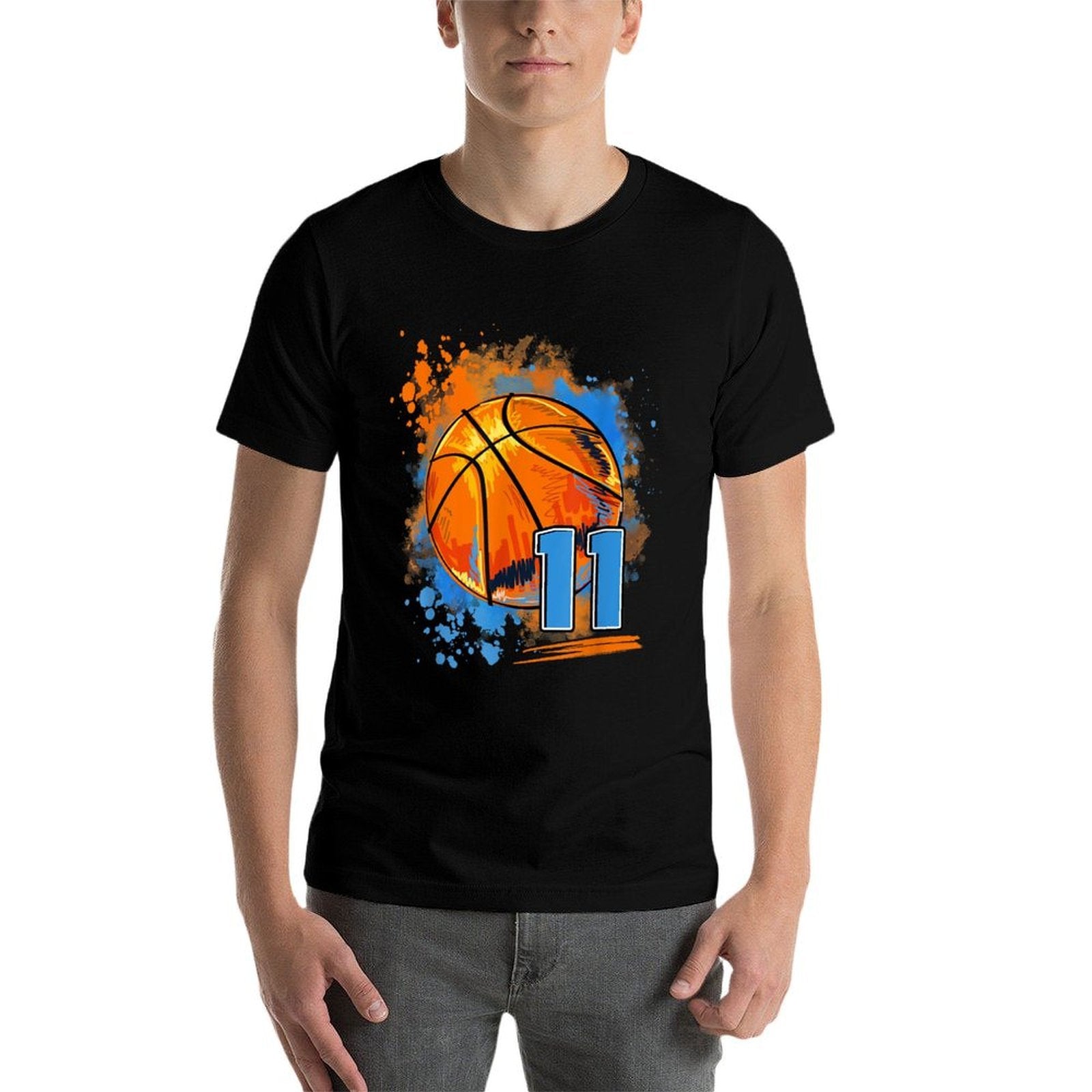 11 Years Old 11th Birthday Basketball  Fade-proof Color T-Shirt