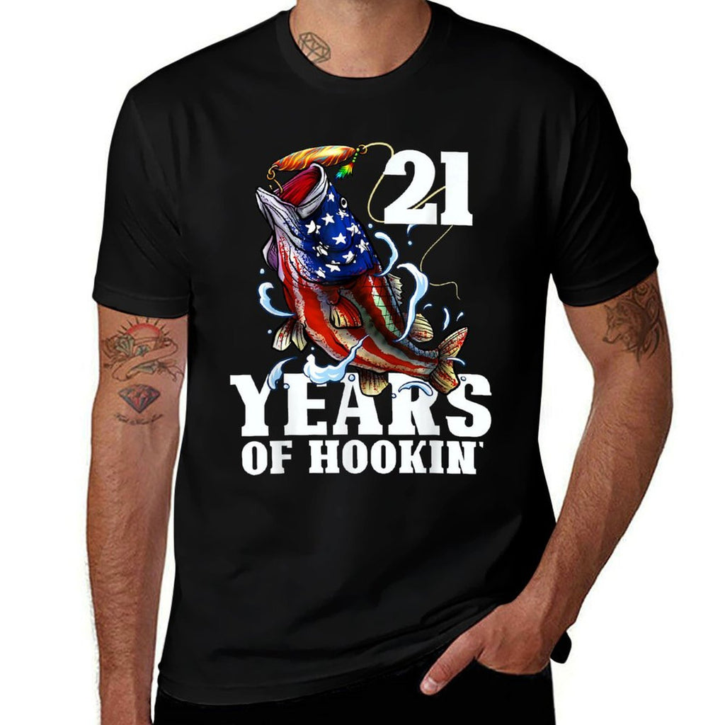 21 Years Of Hookin' Funny America Bass Fishing 21st Birthday  Breathable T-Shirt