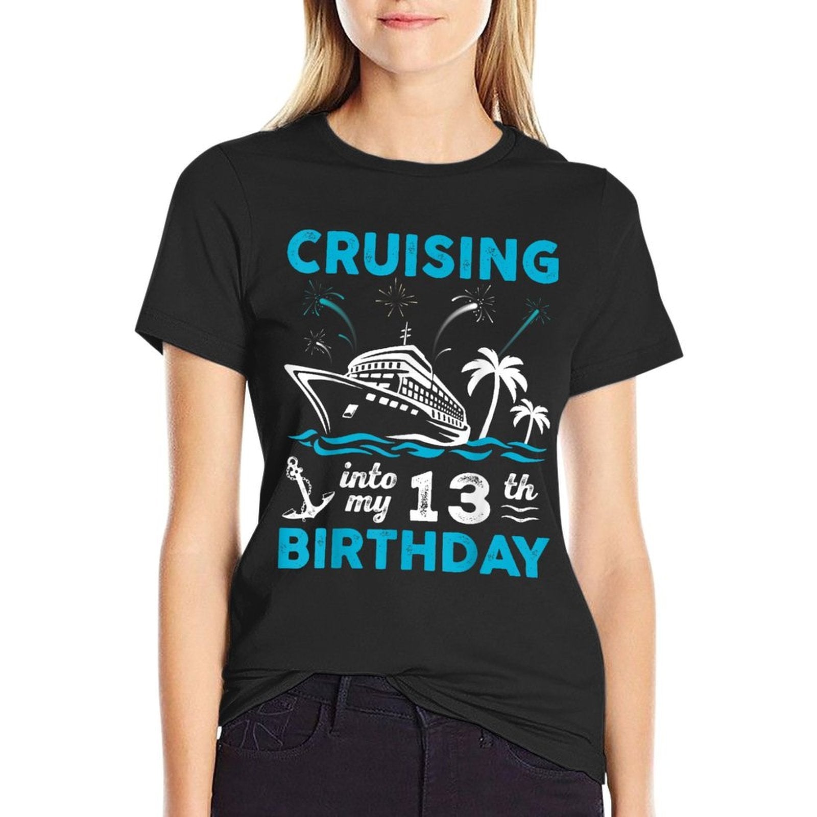 13 Year Old Birthday Cruising Into My 13th Birthday Cruise  Trendy Pattern T-Shirt