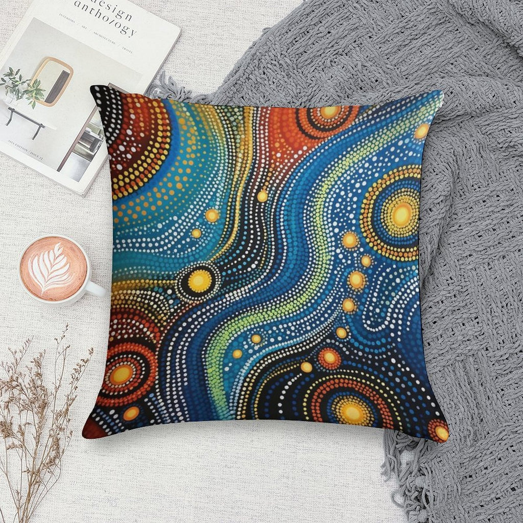 Aboriginal Authentic Art - Deep Sea Plants Soft High-Density Material Throw Pillow