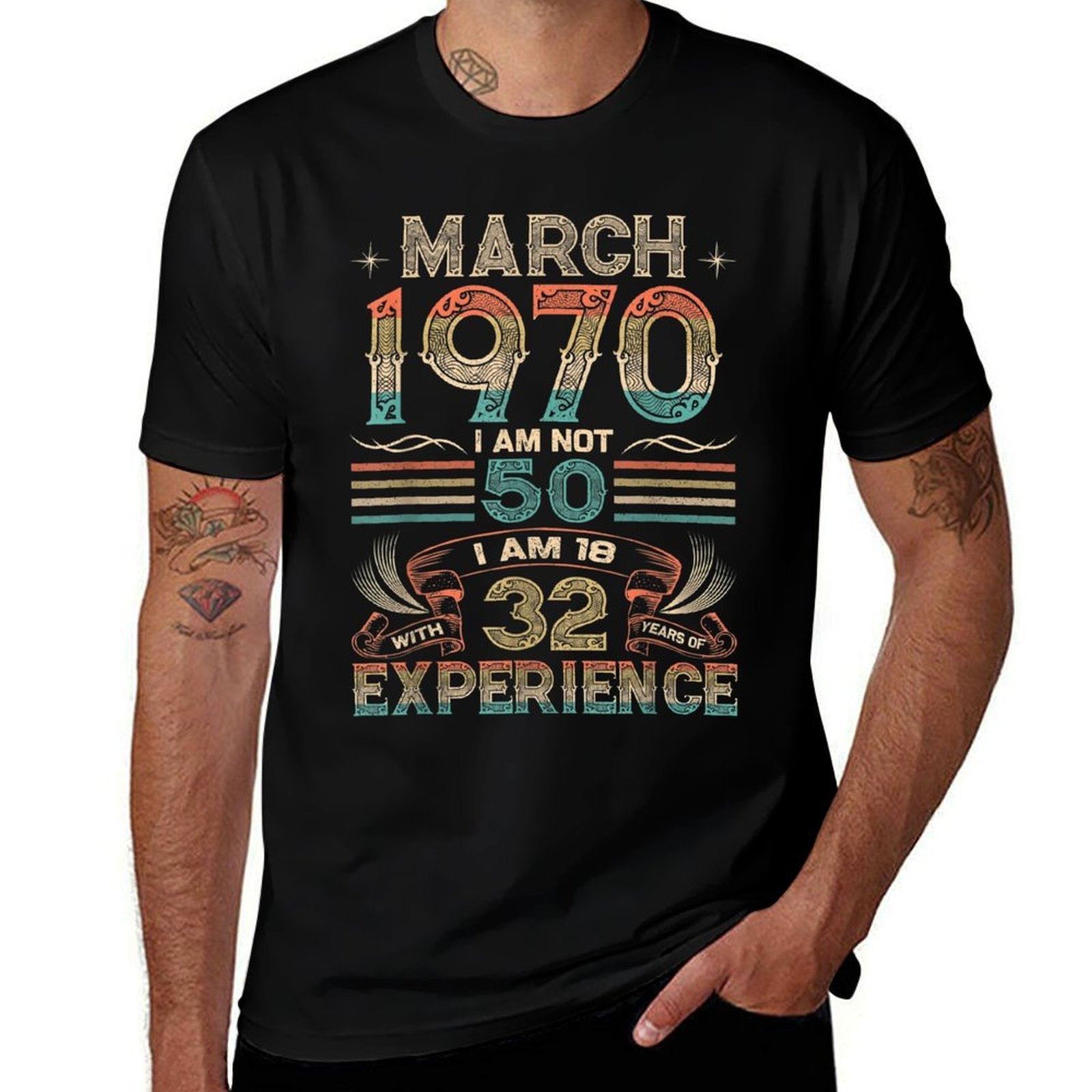 50 Year Old Gift 50th Birthday March 1970  Wrinkle-resistant T-Shirt