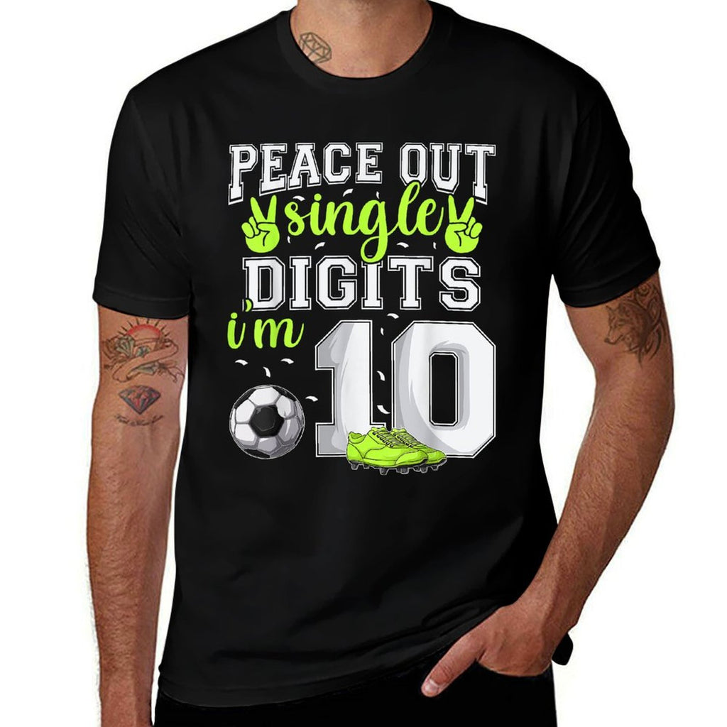 10th Birthday Boys Soccer Peace Out Single Digits  Lightweight T-Shirt