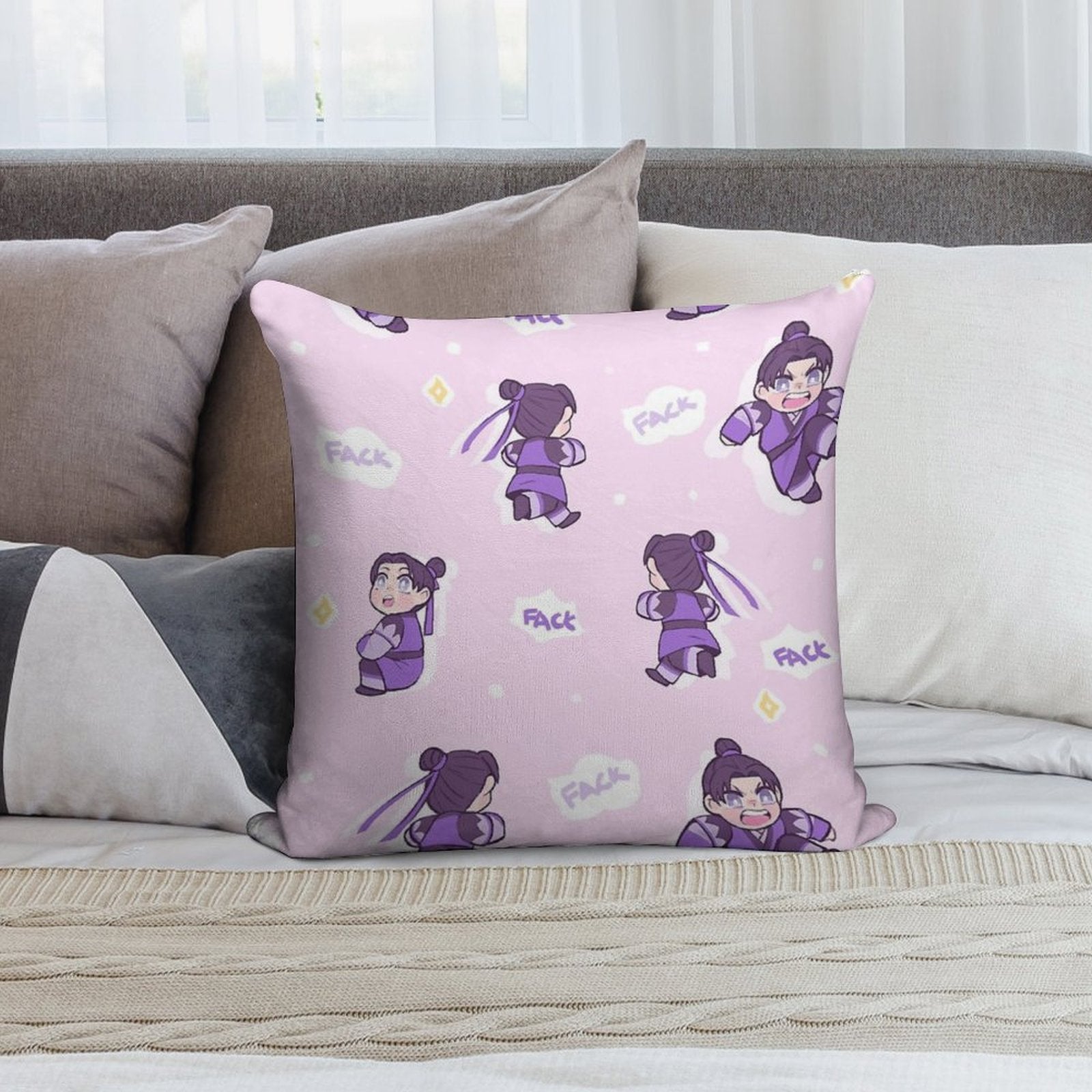 Angry Little Grape Soft Skin-Friendly Throw Pillow
