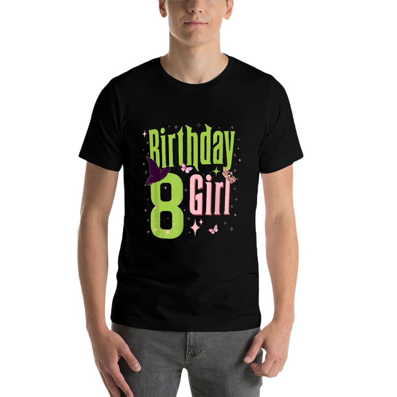 8Th Birthday Witch Pink And Green 8 Year Old Birthday Girl  Polyester Blend T-Shirt