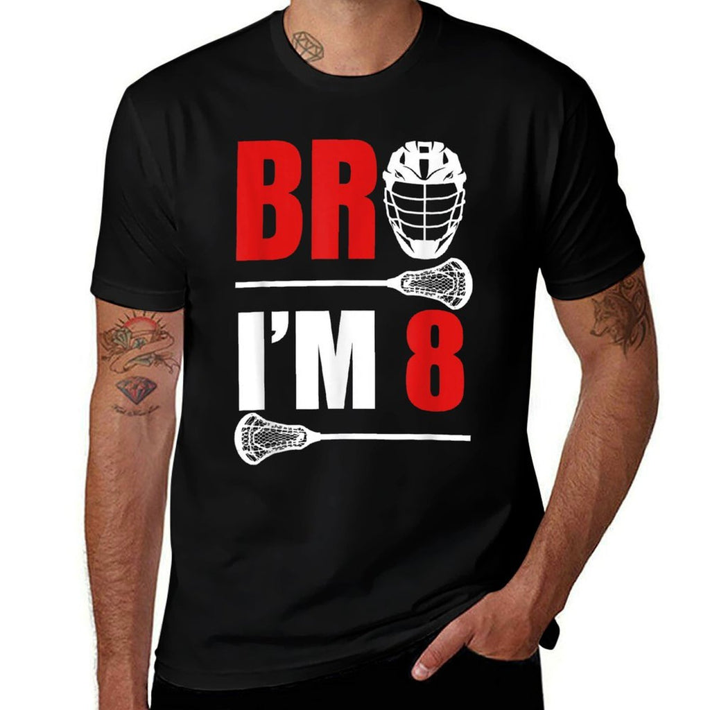 8th Birthday Boy Bro I&#39;m 8 Year Old Lacrosse Theme  Easy-care T-Shirt