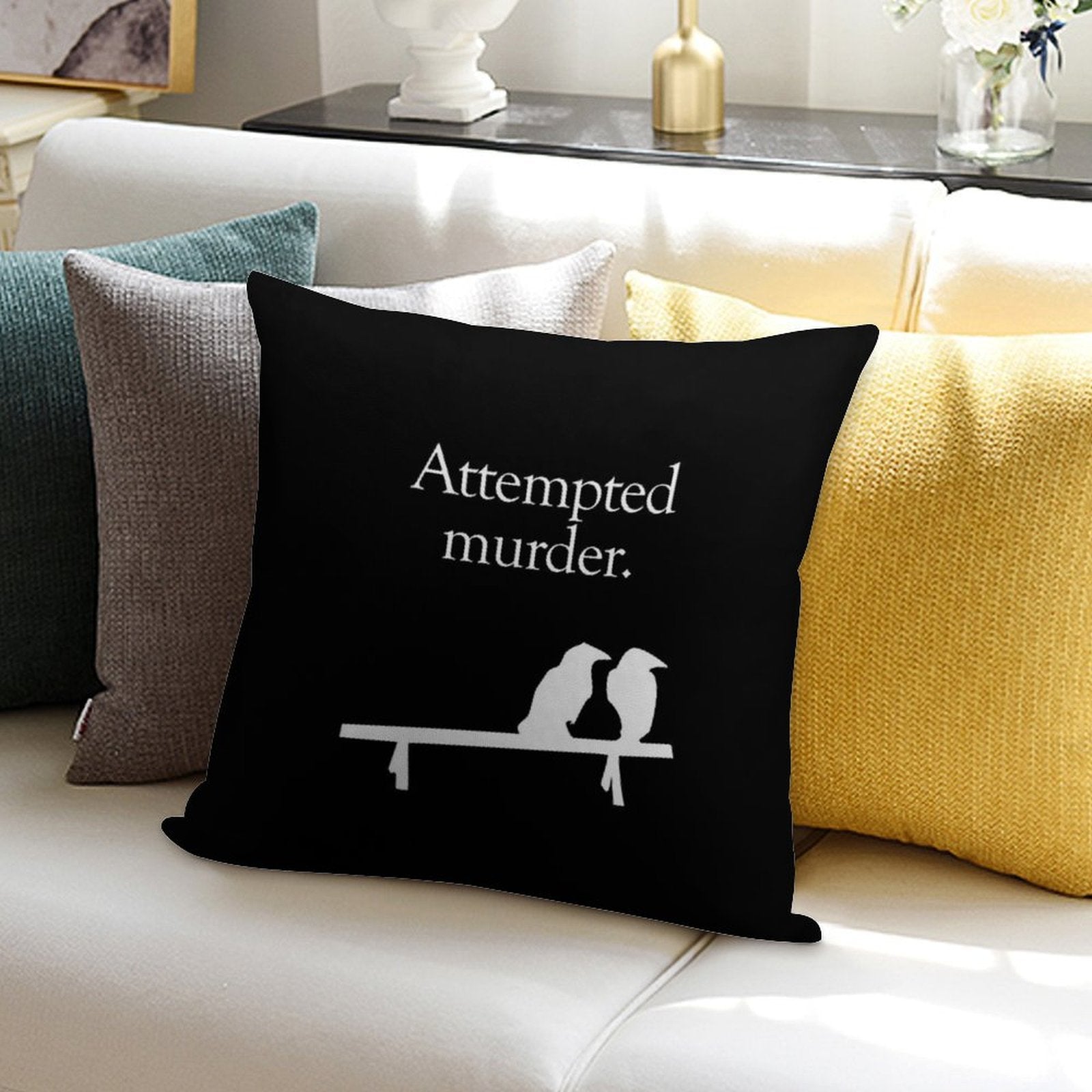 Attempted Murder (White Design) Soft Skin-Friendly Throw Pillow