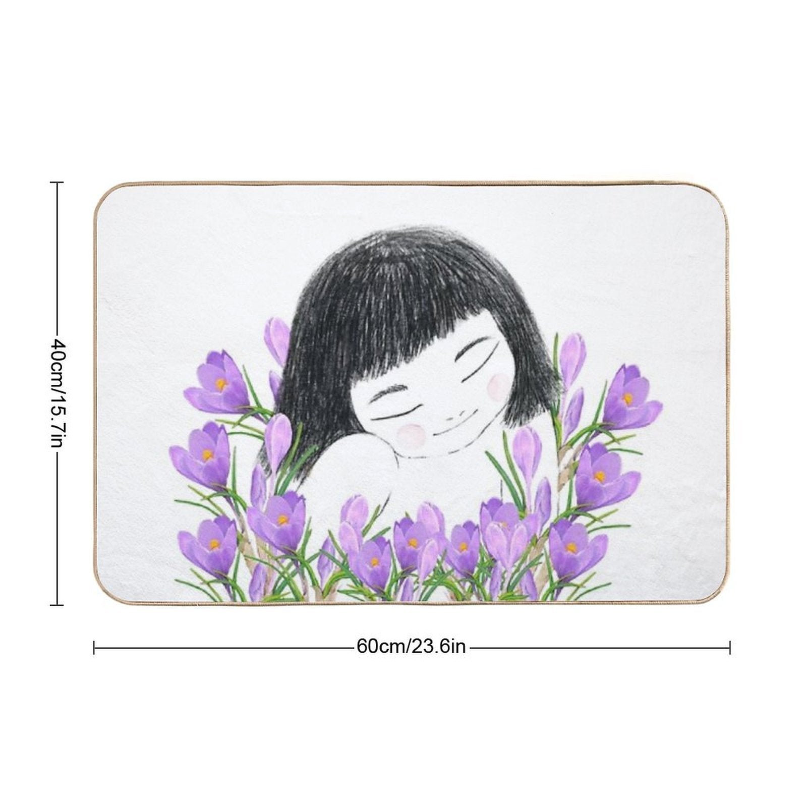 A Smiley Girl  Among Violet Saffron Blooms  Rapid-Drying Bath Mat