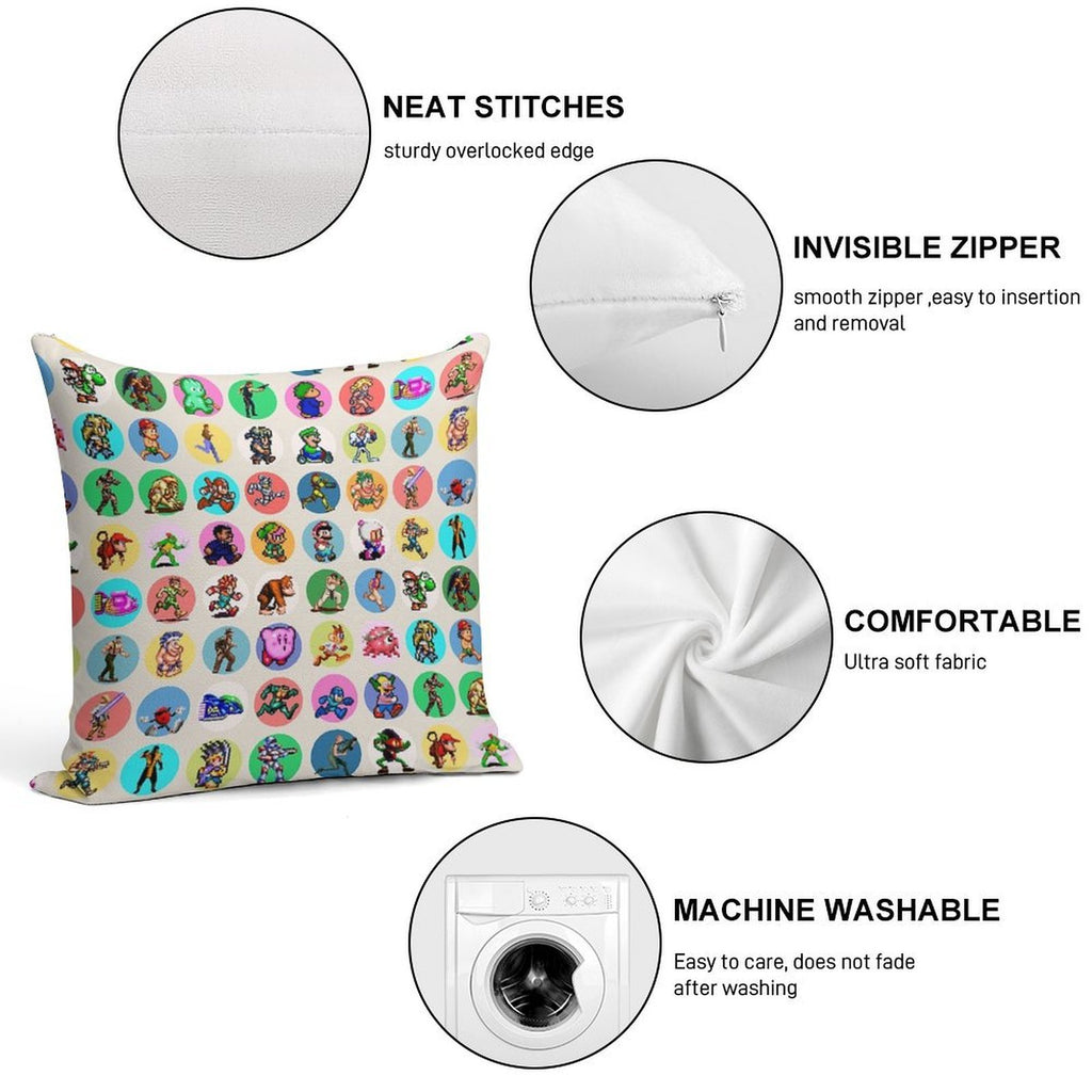 16BIT ICONS Soft Easy Maintenance Throw Pillow