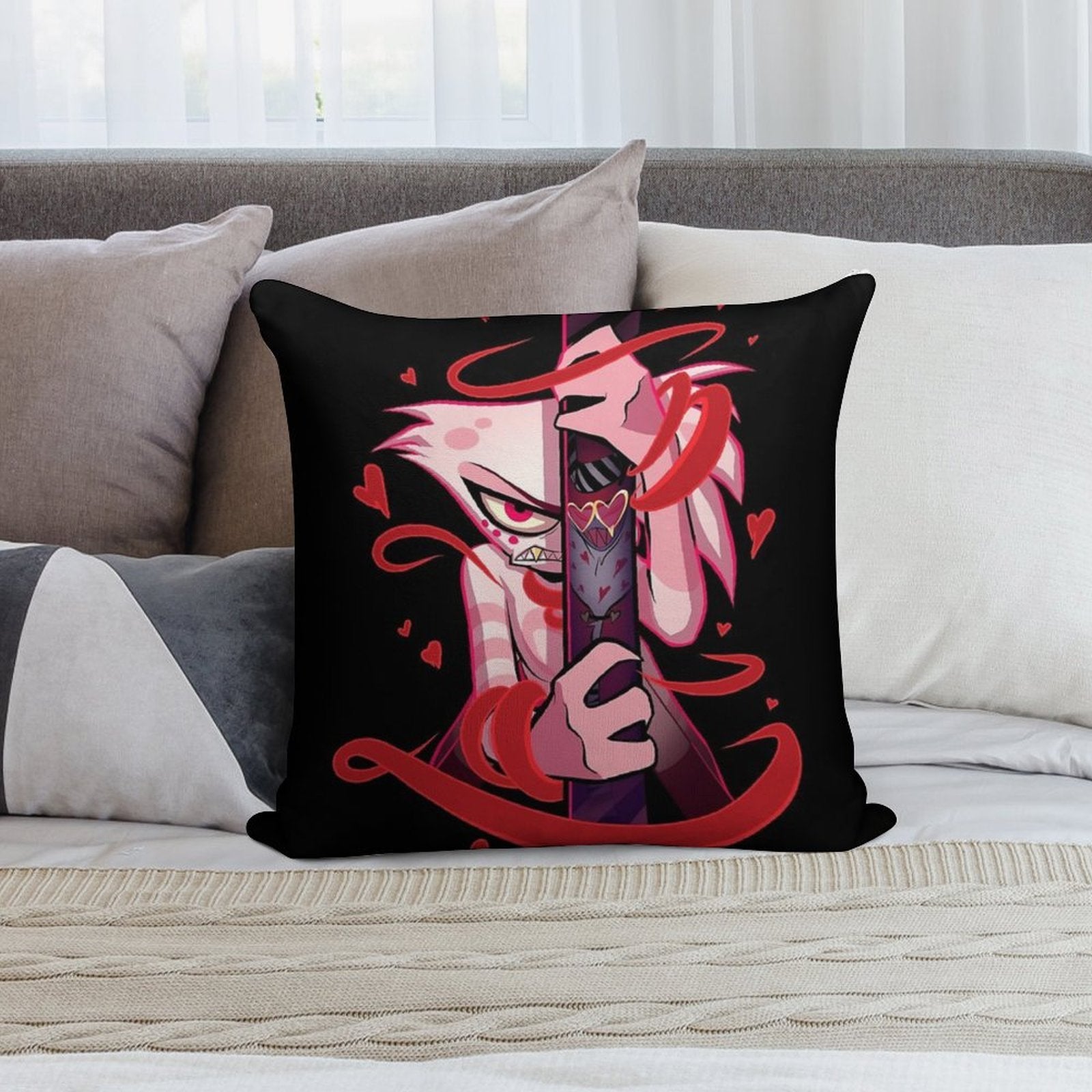 Angel Dust And Valentino Addicted - Hazbin Hotel Soft Easy Maintenance Throw Pillow