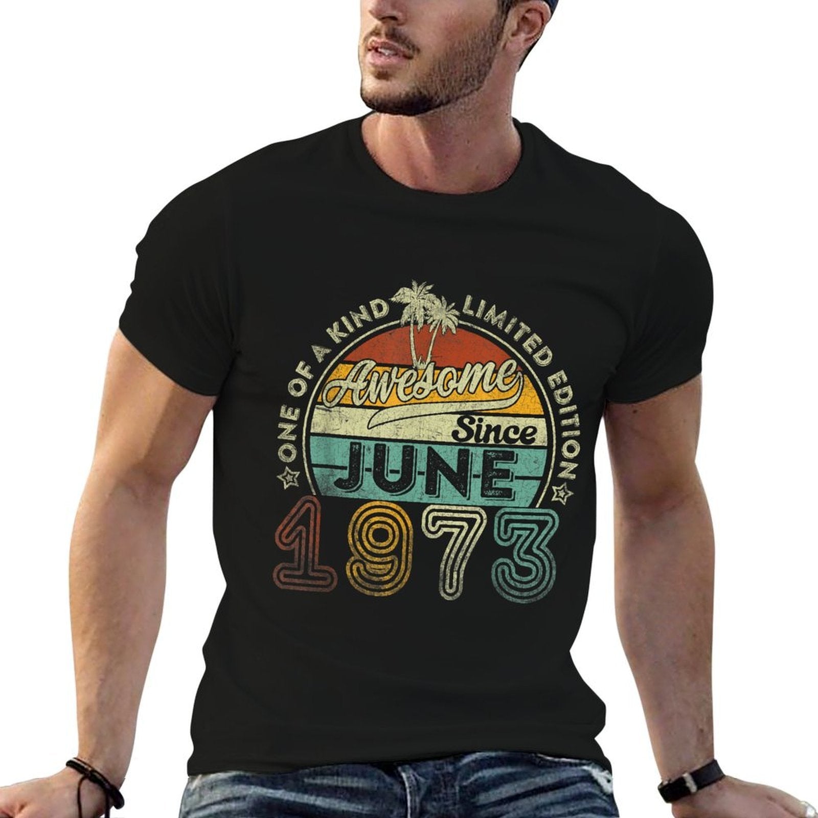 50 Year Old Awesome Since June 1973 50th Birthday  Summer-ready Fabric T-Shirt