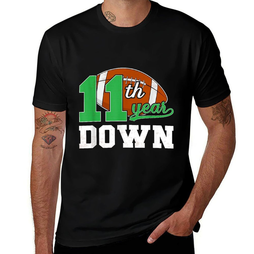 11th Football Birthday Eleven Year Old Football Player  Trendy Pattern T-Shirt