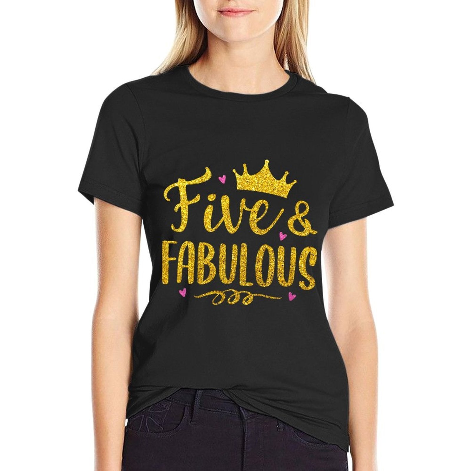 5 Years Old Fabulous 5th Birthday Princess  Easy-care T-Shirt