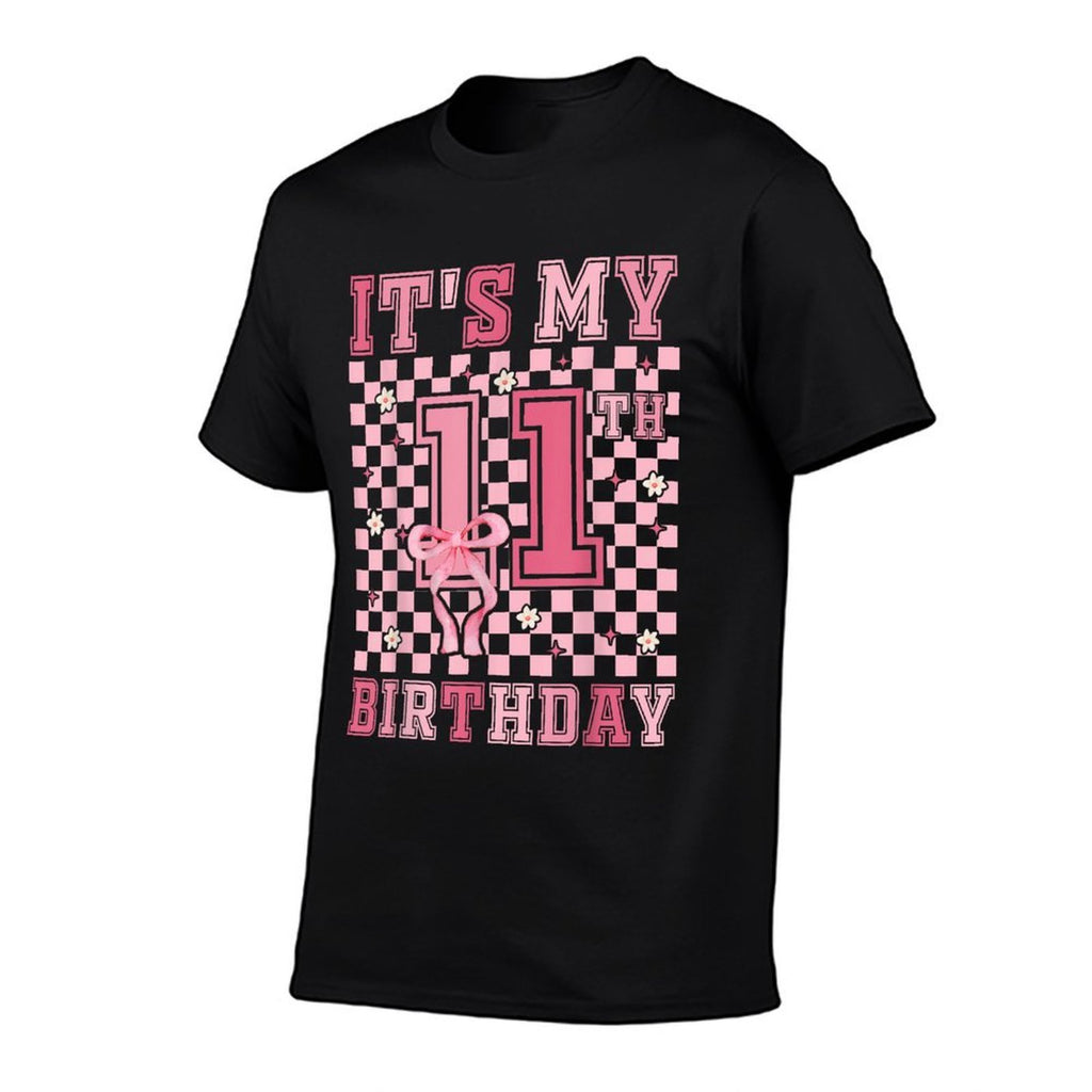 11th Coquette Themed Birthday Eleven Year Old Girl Bow  Ribbed Collar T-Shirt