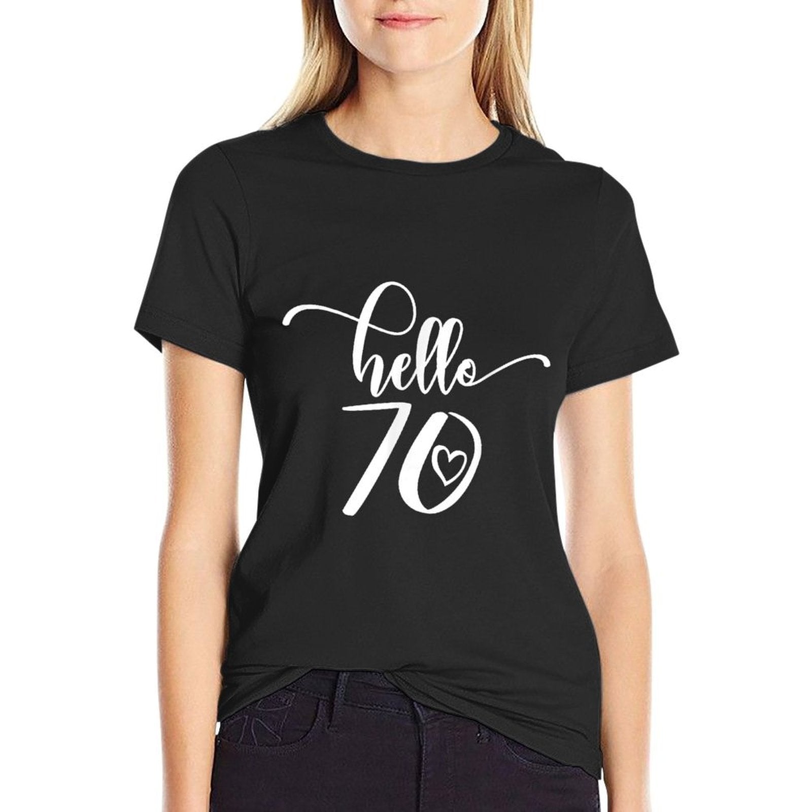 70th Birthday Ladies Hello 70 Years Old Cute  Trendy Pattern T-Shirt
