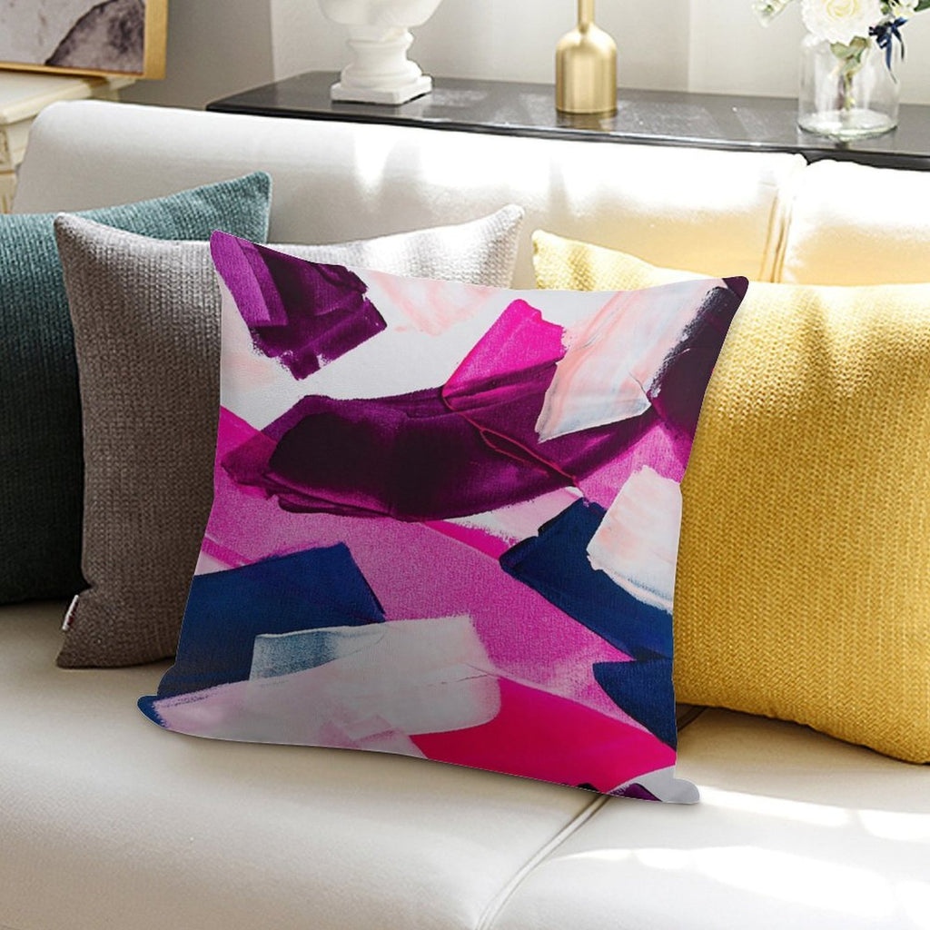 Abstract Art  -  Pink And Navy Soft Hidden Zipper Throw Pillow