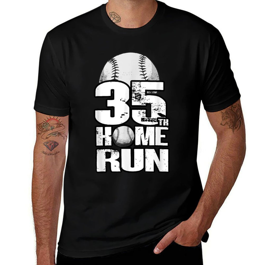35 Years Old Vintage Baseball 35th Birthday  Ribbed Collar T-Shirt