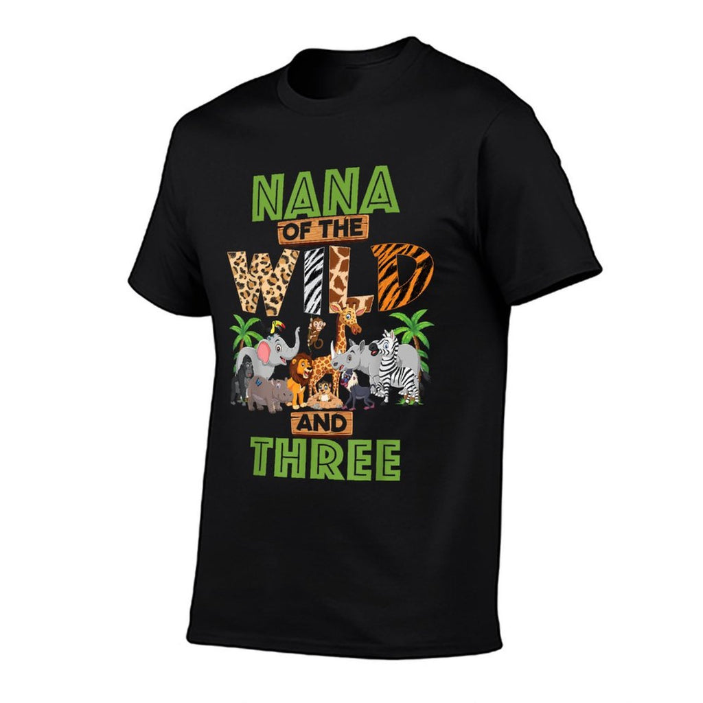 3rd Birthday Zoo Safari Jungle Nana Of The Wild And Three  Wrinkle-resistant T-Shirt