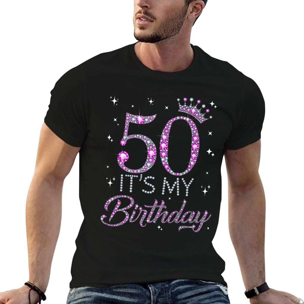 50 It's My Birthday Pink Crown 50th Birthday Gifts For Her Premium  Breathable T-Shirt