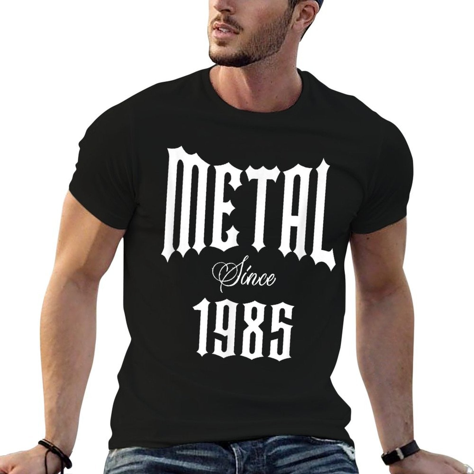 40 Year Old Metal Music 40th Birthday  Heathered Texture T-Shirt