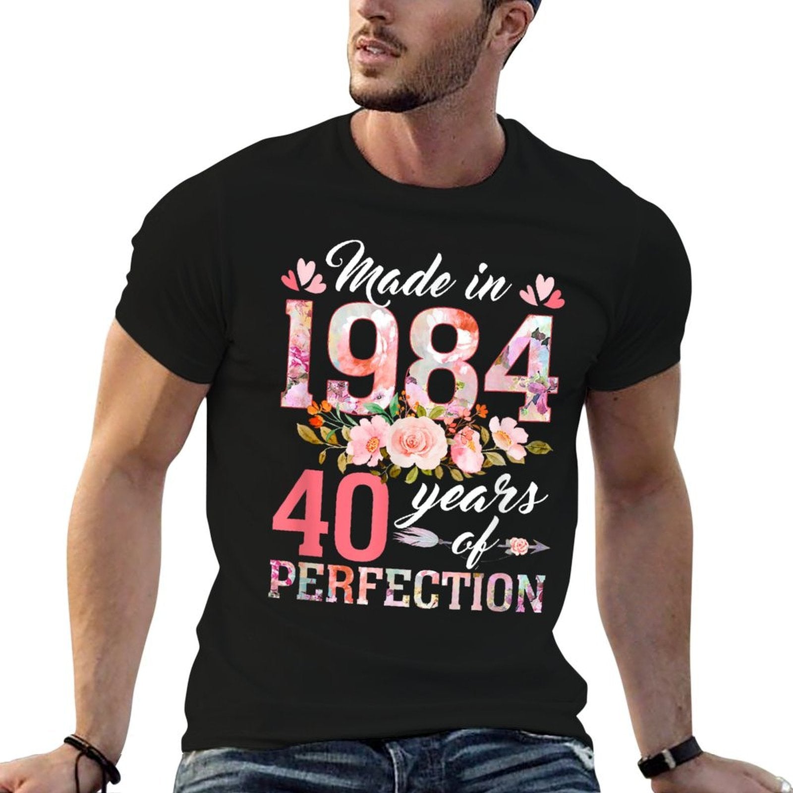 40 Years Old Gifts Women Born In 1984 Floral 40th Birthday  Versatile T-Shirt