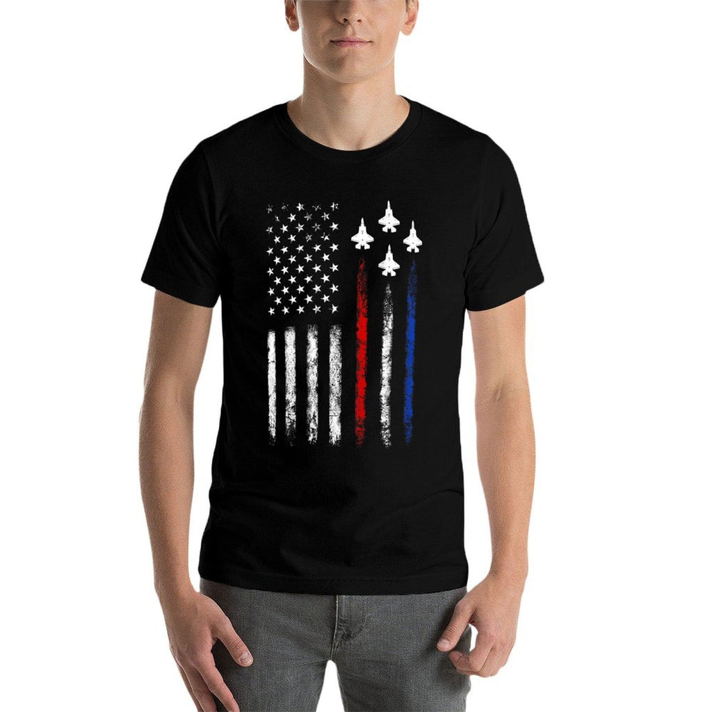 (On Back) Patriotics USA Fighter Jet 4th Of July  Quick-drying T-Shirt