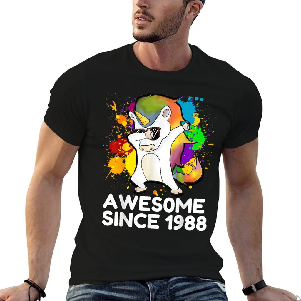 30th Birthday - Born in 1988 Dabbing Unicorn Men Women  Odor-resistant T-Shirt