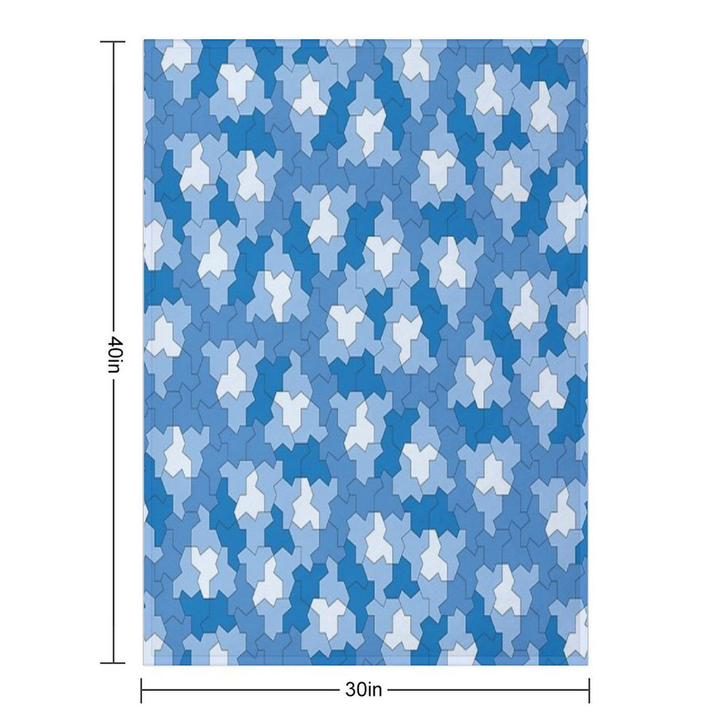 Aperiodic Monotile Einstein Tiles, Einstein Shapes in Shades of Blue Machine-washable Throw Blanket