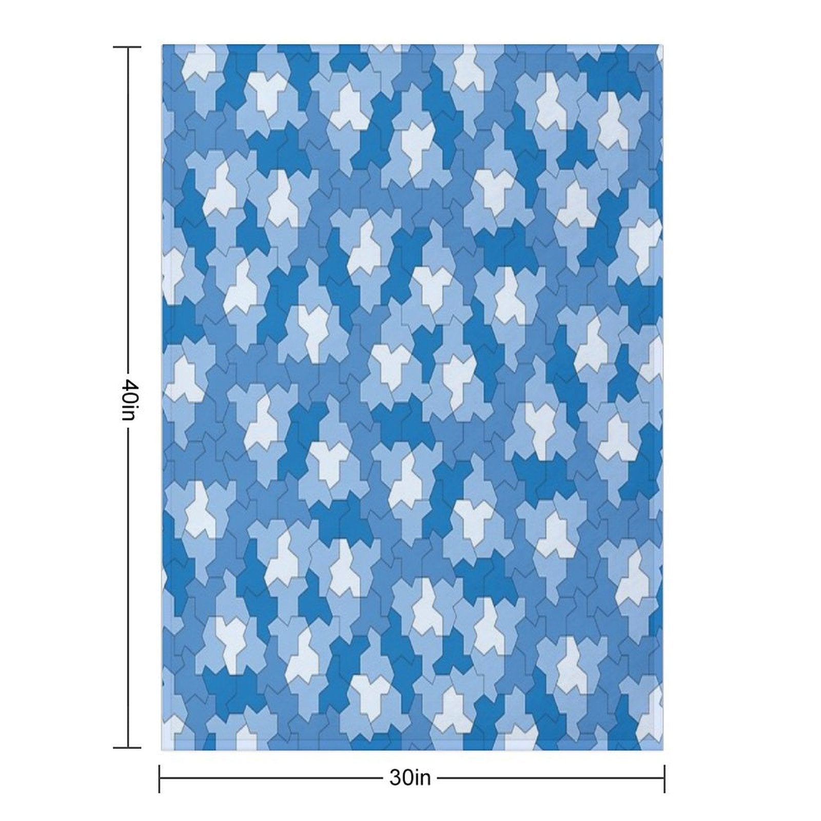 Aperiodic Monotile Einstein Tiles, Einstein Shapes in Shades of Blue Machine-washable Throw Blanket