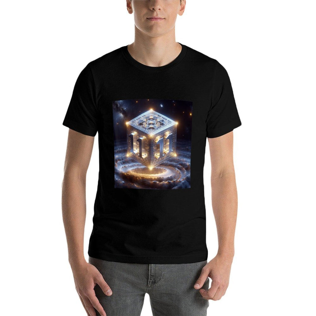 Angel Number 1111 with Metatrons Cube  Fade-proof Color T-Shirt