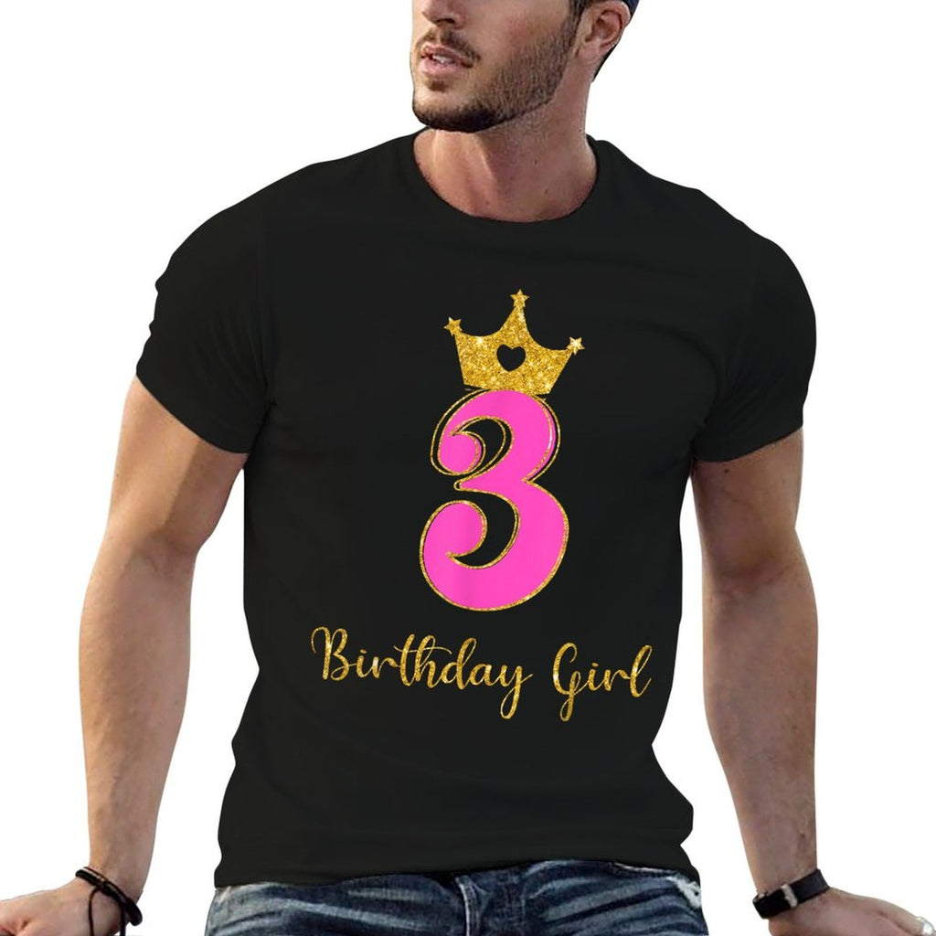 3rd Birthday Girls 3 Three Year Old Birthday Party Toddler  High-quality Stitching T-Shirt