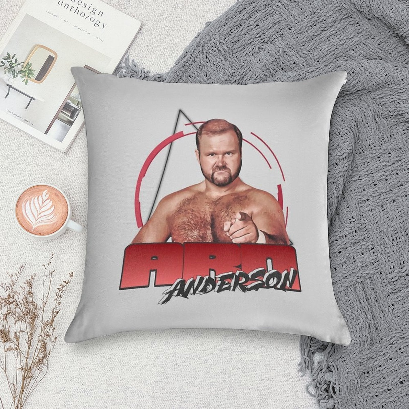 Arn Anderson 70s80s Vintage Pro Wrestling Soft Washable Throw Pillow
